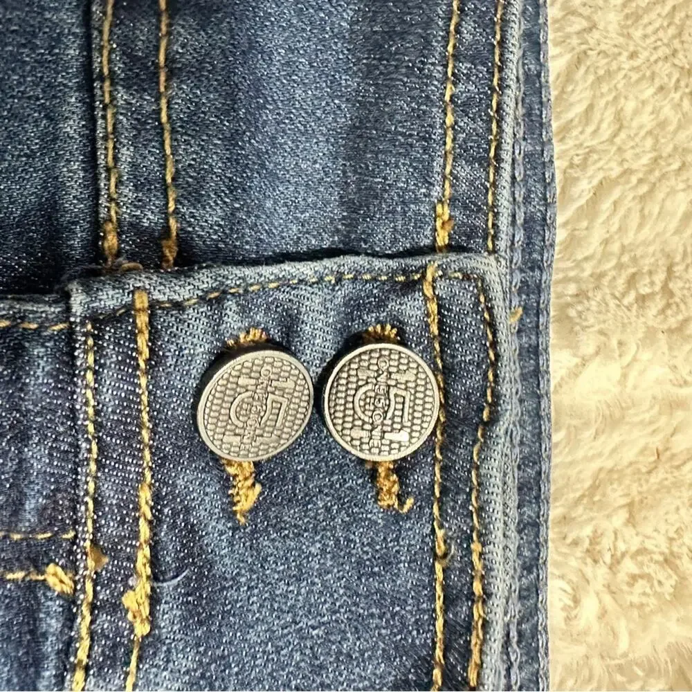 One 5 One Size L Classic Blue Jean Skirt KneeLength Stretch Denim BusinessCasual - Picture 4 of 10